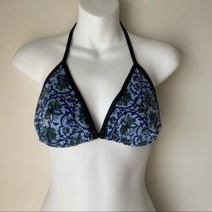 Catalina Ocean Gear Blue Floral String Bikini Top Large